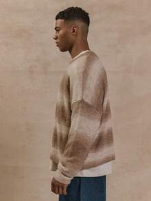 Musero Áo len dài tay dáng rộng, chất liệu mohair, họa tiết sọc ombre, cổ tròn, thích hợp cho mùa Xuân Hè. - Nhiều màu - Xem 3