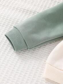 Cozy Pixies Sudadera de manga larga con cuello raglan y contraste de color para bebé niño, casual y versátil para otoño/invierno