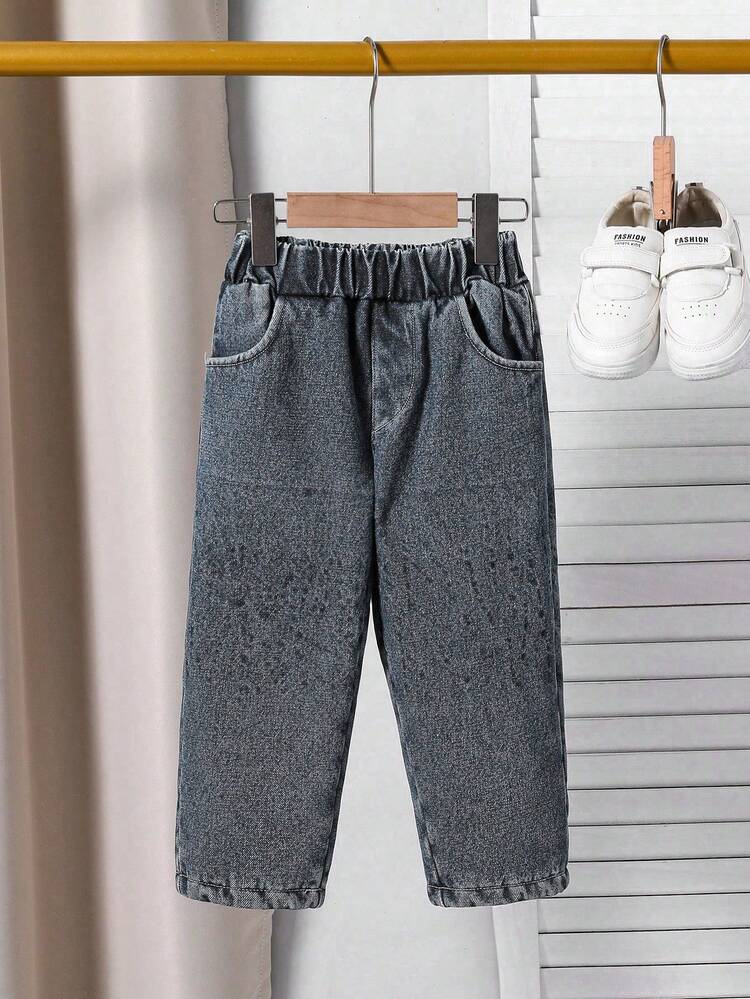 SHEIN Genkimix Kids 1pc Young Boy Thermal Lined Straight Jeans