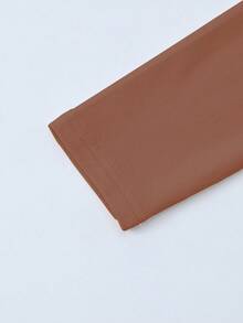 INAWLY Áo thun cổ tròn tay dài màu trơn đơn giản dành cho nữ - trái cam - Xem 6