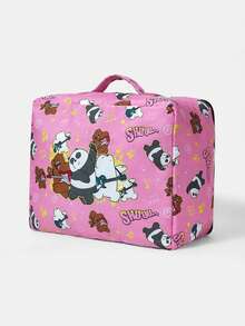 We Bare Bears X SHEIN Cute Bear Print Travel Luggage Storage Handbag