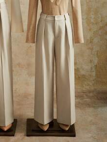 Anewsta Petite Pantalon droit élégant et élégant à plis et poches de couleur unie pour femmes, petite taille, convient pour l'automne, l'hiver, l'été, le printemps, le Nouvel An, les fêtes, les mariages, élégant, chic, , décontracté chic