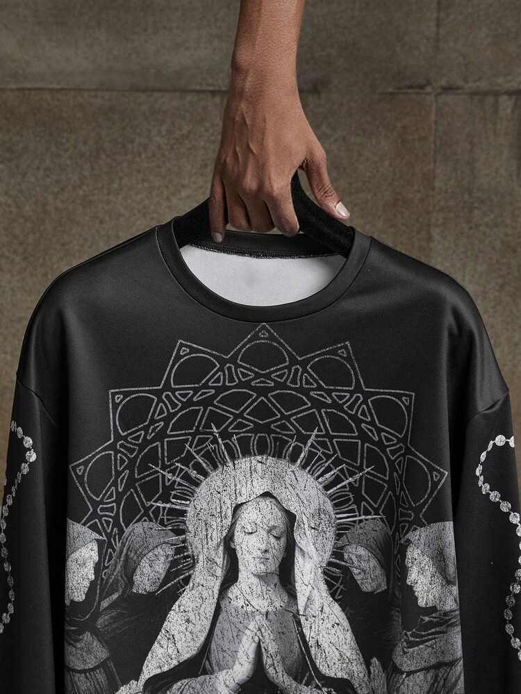 Men's AXEPEAK Casual Fashionable Pullover Tee, Long Sleeve Top - Multicolor - View 3