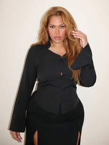 MelDlgn Plus Size Women Fashionable Casual Turndown Collar Long Sleeve Shirt Fall Cloth For Women - Multicolor - View 4