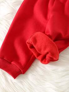 SHEIN Set de 2 piezas Sudadera de manga larga y pantalón jogger con estampado de dibujos animados lindos para bebé niño/niña en Navidad, ropa unisex para bebé, ropa de invierno para bebé, conjunto de Navidad