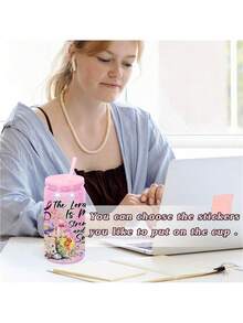 8 Pack 16 Oz Double Wall Snow Globe Tumblers, DIY Glitter Mason Jar Cups With Lid, Straw & Silicone Stopper - Handwash, BPA & PVC Free, Lightweight Plastic Water Bottles For Halloween & Thanksgiving - Multicolor - View 8