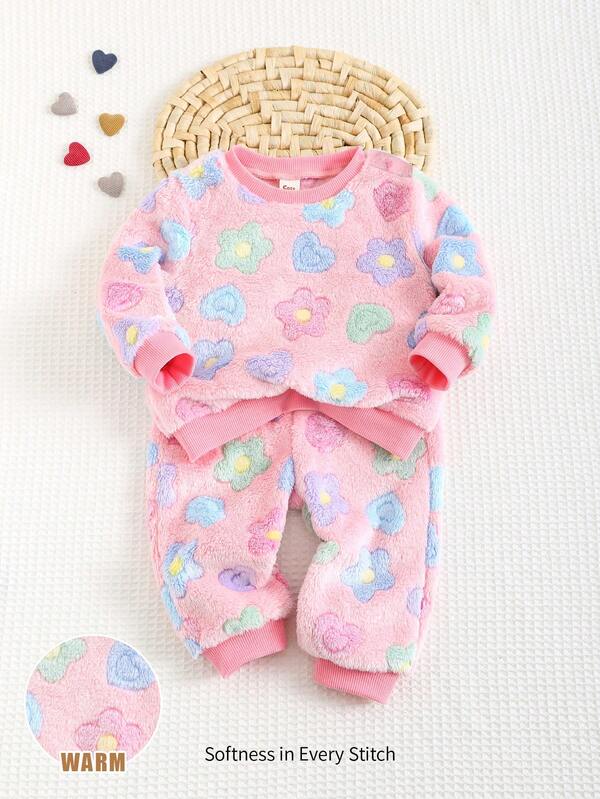  Newborn Baby Girl Plush Outfit, Cute & Charming Casual Everyday Wear, Suitable For Autumn/Winter, Holiday Season Cozy Pixies Baby Girl Set Rainbow Warm Clothes Baby Girl Baby Girl Full Sleeve With Pant New Born Baby Girl Pajama Donut Outfit Baby Girl  Fashion
