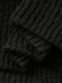 FRIFUL 女士深V领网纱拼接荷叶边下摆无袖针织上衣，秋冬款 - 黑色 - 查看 7