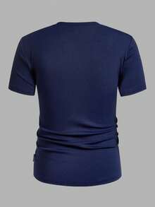 Manfinity VCAY Áo thun dệt kim rộng rãi thường ngày cho nam trẻ, nhiều kiểu dáng để mặc hàng ngày - màu đen - Xem 11