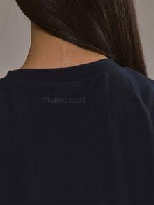 Musera Sport Oversized Soft Touch Fleece T-Shirt Padel Autumn Fall  Activewear Sport Gym Workout Yoga Pilates Fitness Daily Casual - Navy Blue - View 3