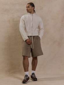 Musero Drawstring Basic Plain Style Shorts Spring Summer - Brown - View 1