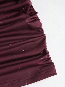 Sweetra Women's New Sexy Backless Ruched Waist Slim Fit Shiny Wrap Dress, Suitable For Daily Commute, Graduation, Independence Day Party - Red Violet - View 6