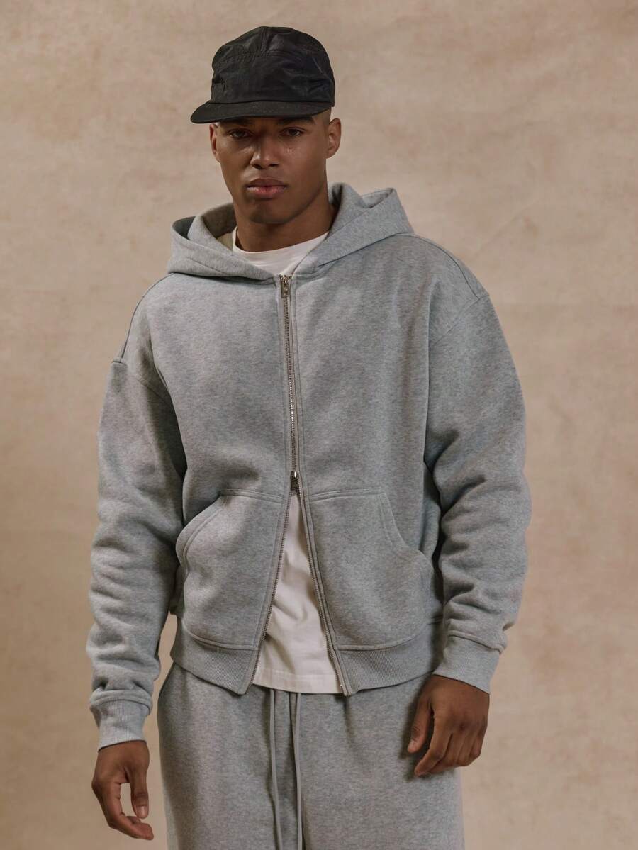 Musero Basic Long Sleeve Essentials Premium Zip Through Hoodie Sweater Autumn Winter Co Ord Top Only Autumn Winter