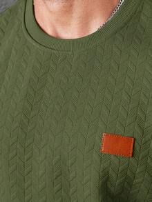 Manfinity CasualCool 男士休闲套头圆领长袖卫衣 - 綠色 - 查看 6