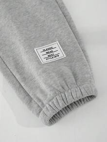 Vacaura Set de 2 piezas de ropa deportiva casual para niños preadolescentes: chaqueta con capucha con cremallera y pantalones con cordón para primavera/otoño - Gris - Ver 5