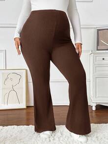 SHEIN 大码孕妇纯色休闲保暖裤