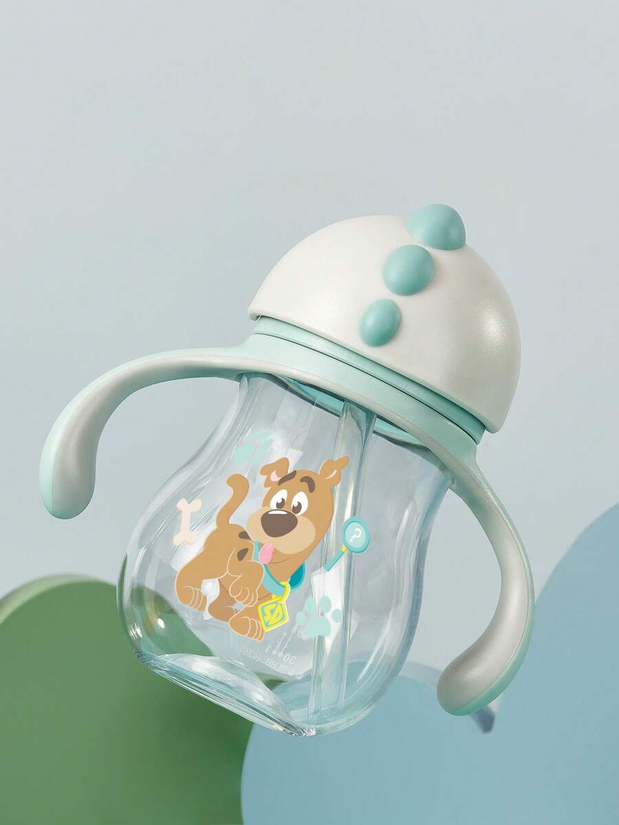 SCOOBY-DOO X SHEIN 260 Ml  / 8 Oz Leak-Proof Silicone Straw Infant Straw Cup, With Removable Handle For Easy Cleaning, Tritan,Gift Ideas - 淺灰色 - 查看 1