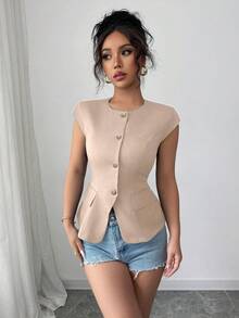 Gloray 女士圆领盖袖修身衬衫