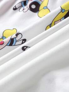 THE POWERPUFF GIRLS X SHEIN 女士舒适可爱泡泡图案吊带文胸内裤套装 - 白色 - 查看 7
