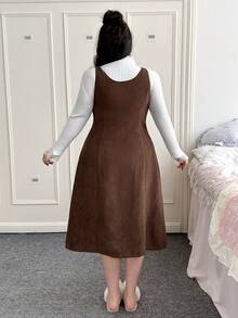 CovetEZ Vestito in velluto senza maniche, stile vintage, spesso, con chiusura a bottoni, vita stretta, reversibile, adatto per autunno/inverno, taglie comode