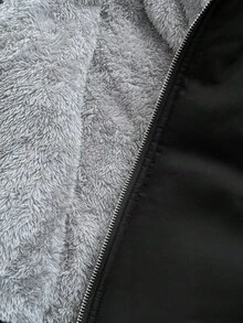 Sunspun 优雅仿毛皮拼接修身性感纯色外套 - 紫色 - 查看 8