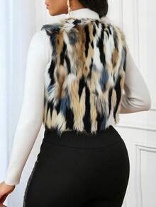 SHEIN Lady 女士时尚撞色毛绒无袖外套 女士冬季外套 女士冬季外套 女士冬季外套 感恩节女士外套 感恩节女士外套 女士冬季外套 女士冬季外套 女士冬季大衣 优雅时尚女士系列 - 彩色 - 查看 2