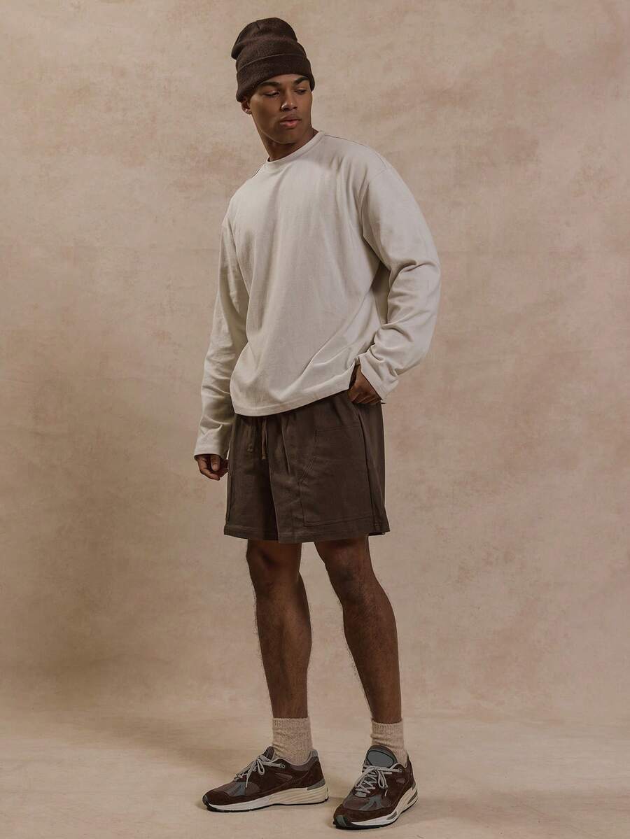 Musero 男士宽松版型针织抽绳工装短裤