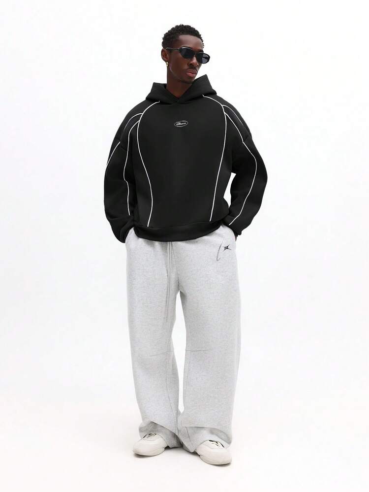 SUMWON Moletom com Capuz Oversized com Vivo, Moletom Casual com Capuz para Outono e Inverno, Streetwear Liso - Preto - Visão 3
