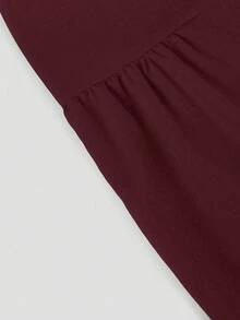 Franclia Vestido camisero de manga larga con cintura ceñida, talla grande y estilo casual - Burdeos - Ver 5