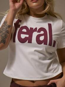 MUSERA Plus Fitted Graphic Slogan Baby Tee Top Tshirts Autum Party Curve - Multicolor - View 2