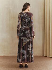 Anewsta Elegant Design Cashew Random Print Slim Fit Dress, Vacation Outfits For Women, From Spring To Summer - Multicolor - View 7