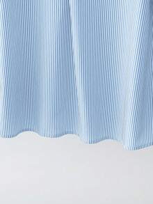 Franclia 时尚高端法式设计宽松蝙蝠袖条纹领女式衬衫 - 淺藍色 - 查看 5