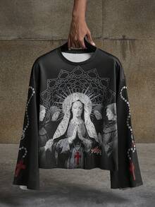 Men's AXEPEAK Casual Fashionable Pullover Tee, Long Sleeve Top - Multicolor - View 1