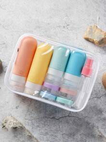 Travel Essentials 17pcs/Set, Silicone Travel Bottles For Toiletries, Leakproof Empty Refillable Liquid Container Travel Essentials For Cosmetics Shampoo Soap Conditioner Lotion Liquid, Travel Accessories With Portable Storage Bag Split - Multicolor - View 2