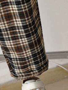 Souflis Souflis 3pcs Baby Boy Textured V-Neck Sweater Vest Set With Long Sleeve Shirt And Red Plaid Pants, Elegant Outfit Suitable For Christmas, Halloween, Parties And Other Autumn/Winter Occasions Baby Boys Holiday Wedding Dress Gentleman Outfit Toddler Brown Baby Boy Outfit Long Sleeve Shirt Top Vest Bib Pants Bow Tie Toddler