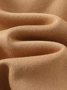 Cozy Pixies 2pcs Baby Boy Cartoon Bear Pattern Knit Soft Patchwork Brown Plaid Round Neck Long Sleeve Pullover Sweatshirt And Elastic Waist Long Pants Set - Khaki - View 8