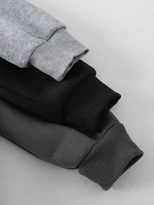 THE HAPPY LOOK 3pcs/Set Boys' Letter Graphic Soft Knit Crew Neck Long Sleeve Half-Zip Pullover Sweatshirt - Multicolor - View 3