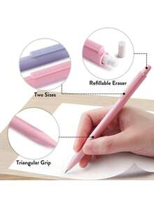 独家 6 支装可爱自动铅笔 | 可爱动物造型和柔和色彩设计 | 0.5 毫米/0.7 毫米双头防晕染笔尖 | 仅售铅笔、橡皮擦和铅芯，并非完整文具套装 | 学校/艺术/绘画必备（限量版） - 彩色 - 查看 2