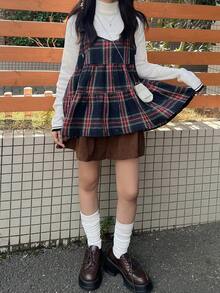 Women's Plaid Strap Bowknot Layered Patchwork A-Line Casual Tank Top, Autumn - Multicolor - View 5