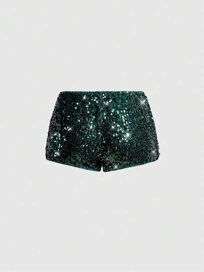 Grunge Punk Short mini sexy à taille très basse avec paillettes et sequins, convient pour l'été, la plage, la remise des diplômes, Pâques, les concerts, les vacances à Nashville, le bal de promo, le punk de rue, les festivals de musique