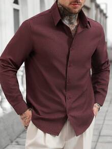 Manfinity Bizformal Męska czerwona koszula biznesowa z długim rękawem