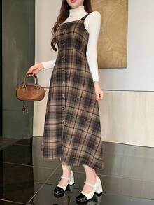 DAZY 优雅图案无袖美人鱼中长连衣裙，秋季女装