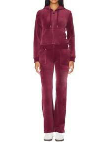 Juicy Couture Women's Full Zip Sweatshirt Red - 酒紅色 - 查看 3