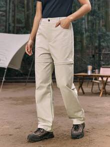 In My Nature Quần ống đứng ngoài trời dành cho nữ có túi rời - Màu be - Xem 3