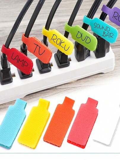 50pcs Vibrant Multi-Color Reusable Cable Ties - Easy Cord Management And Identification Solution With Self-Attaching Label Tags For Electronics And Computers, No Battery Required, Durable And Adjustable, Perfect For Home And Office Organization
