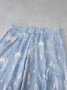 Manfinity Denimwave 秋冬季年轻街头风浅蓝色阔腿破洞3D印花牛仔裤 - 藍色 - 查看 7