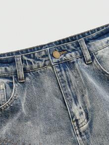 ROMWE MEN Street Life Celana Jeans Flare Berlapis Berlian Berkilau Pria - Biru - View 3