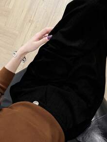 EMERY ROSE Women's Fashionable Slim-Fit Long Suit Pants, Winter - Black - View 5