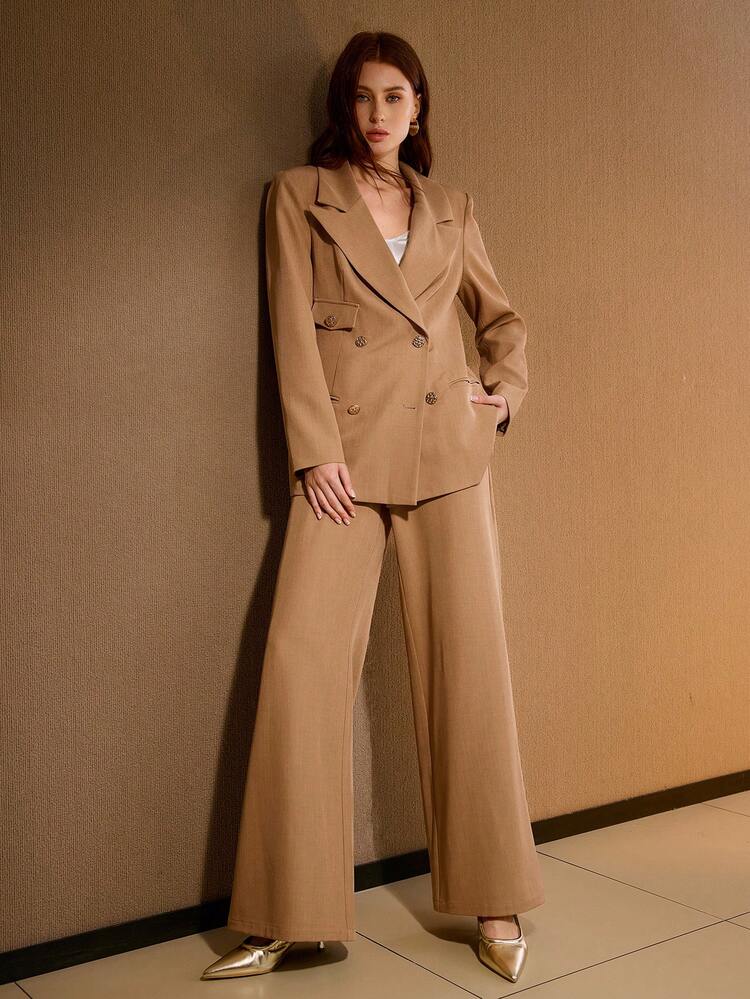 PEAK COLLAR DOUBLE BREASTED PLACKET BLAZER