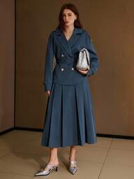 MOTF PREMIUM CLASSIC PLEATED ELASTIC WAIST ADJUSTABLE LONG SKIRT, ELEGANT & VERSATILE FOR WORK, AUTUMN/WINTER